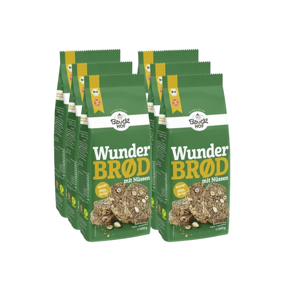 Bio Backmischung Wunderbrød Mit Nüssen Glutenfrei, Ganzer Karton 6 Stück 1 Bio Backmischung Wunderbrød Mit Nüssen Glutenfrei, Ganzer Karton 6 Stück