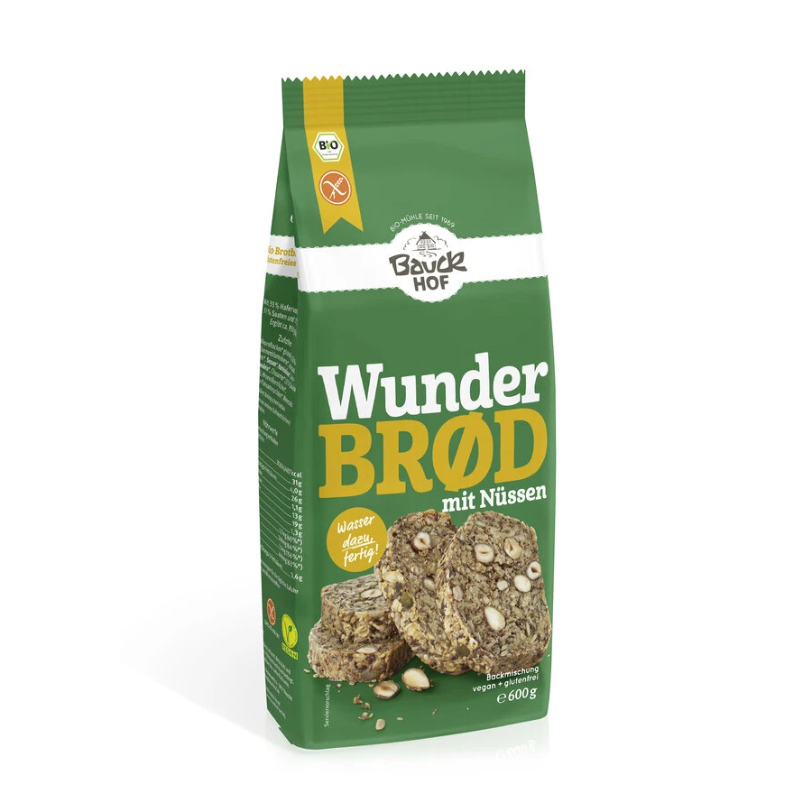 Bio Backmischung Wunderbrød Mit Nüssen Glutenfrei 1 Bio Backmischung Wunderbrød Mit Nüssen Glutenfrei