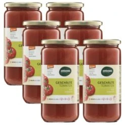 Bio Geschälte Tomaten In Tomatensaft, Ganzer Karton 6 Stück Demeter
